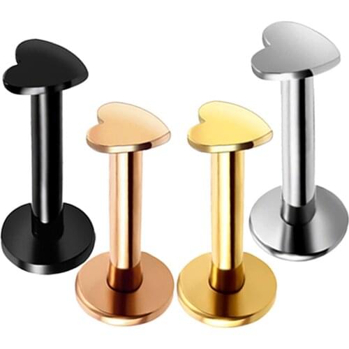 5PCS 316L Surgical Steel Heart Star Labret Lip Stud Ring 16G Helix Tragus Ear Piercing Cartilage Earrings Nose Ring Body Jewelry