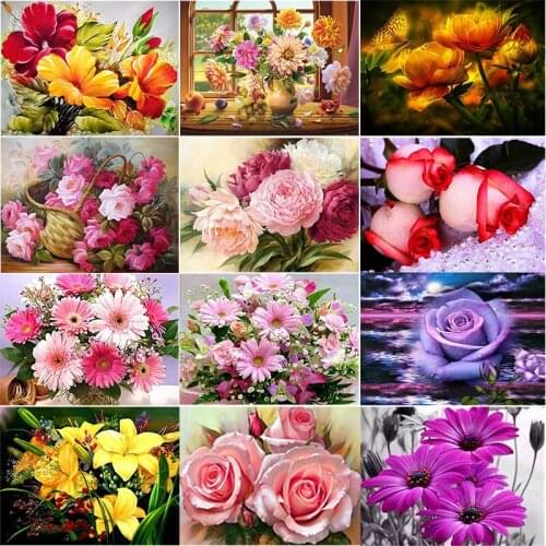 Diamond Embroidery Sale Flower Rhinestones Pictures Diamond Painting Full Round Drill Diamond Mosaic Floral Home Decor HM1604