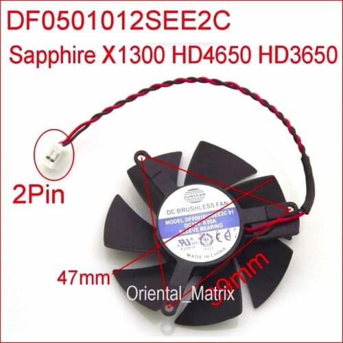Free Shipping ZUNSHAN DF0501012SEE2C 12V 0.05A 47mm Cooler Fan For Sapphire X1300 HD4650 HD3650 Graphics Card Cooler Fan 2Pin