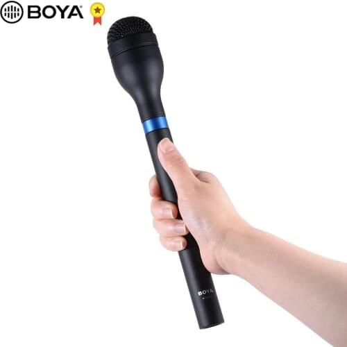 BOYA BY-HM100 Microphone Omni-Directional Wireless Handheld Dynamic Microphone XLR Long Handle for ENG Interviews News Gathering