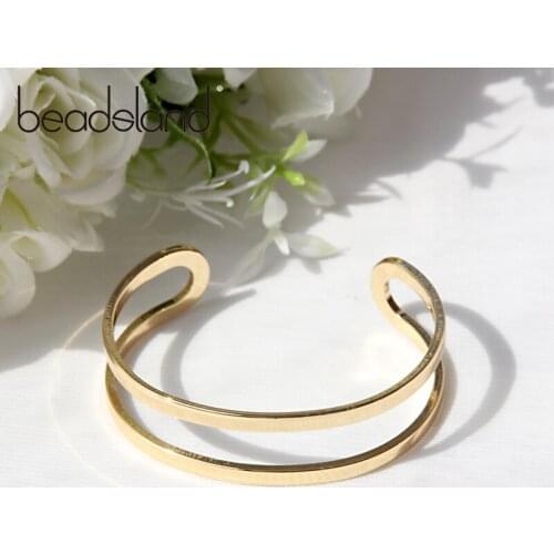 Beadsland Cooper Bangle Plating Gold-color Double Deck Warpage Fashion Trendy For Woman Girl Hot Sell Gift 40145