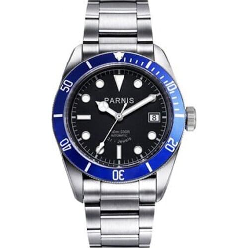 Mens automatic watches,men sport watch PARNIS man mechanical wristwatch military dive waterproof clock luminous top luxury brand