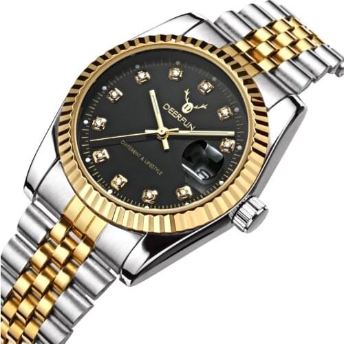 Men watch Deerfun famous brand business gold diamond fashion calendar luxury waterproof quartz wristwatch Relogio Masculino