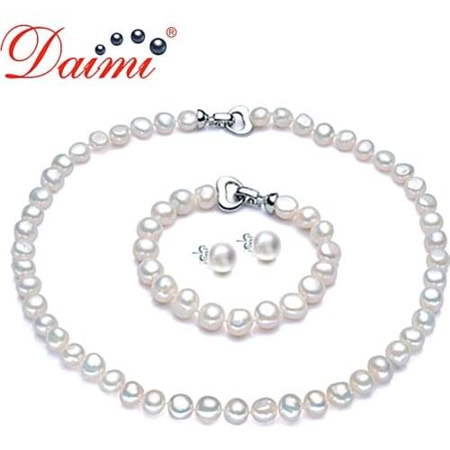 DAIMI Pearl Jewelry Sets Necklace Bracelet Earrings Baroque Pearl Sets For Women Party Jewelry Wedding Jewlery Christmas Gift