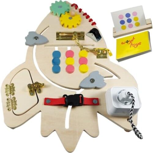 Wooden Rocket Skill Board And Color Game
