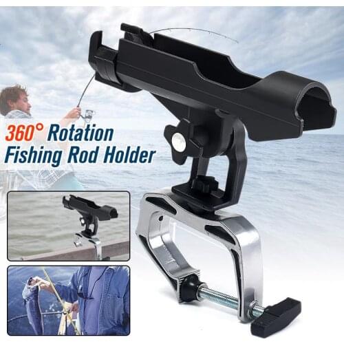 Fishing Rod Holder for Boat with Large Clamp Opening 360 Degree Adjustable Fishing Rod Racks Folding Holder