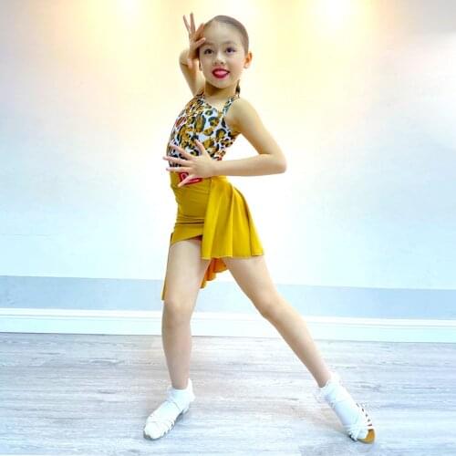 Childrens Latin dance suit childrens exercise suit halter girls separate exercise suit training dress performance suit