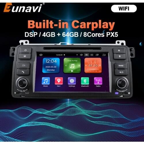 Eunavi one 1 din Android 10 Car DVD Radio GPS for BMW E46 M3 Rover 3 Series auto radio stereo navigation headunit in dash 4G RDS