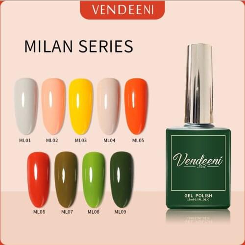 Vendeeni 15ml Gel Nail Polish Semi Permanent UV Soak Off Gel Varnish Nail Art Design Manicure Nail Gel Polish Lacquer 9 Colors