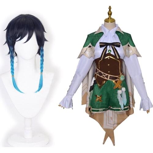 2020 Game Venti Cosplay Costume Genshin Impact Womens Uniform Set Venti Wig And Initial Five-Star Costumes Halloween Carnival