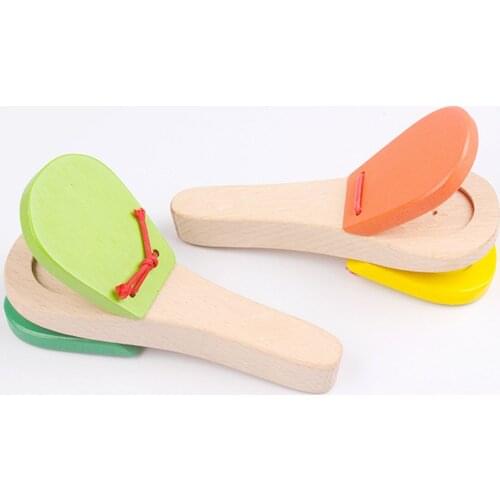 Give Children Best Enlightenment Toy Gift Castanets Musical Instruments Baby Wooden Clapper Educational Gift Random Color