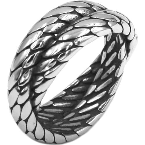 Fashion Bicycle Chain Ring Stainless Steel Jewelry Vintage Punk Motor Biker Weaving Chain Women Ring For Mens Gift SWR1001A