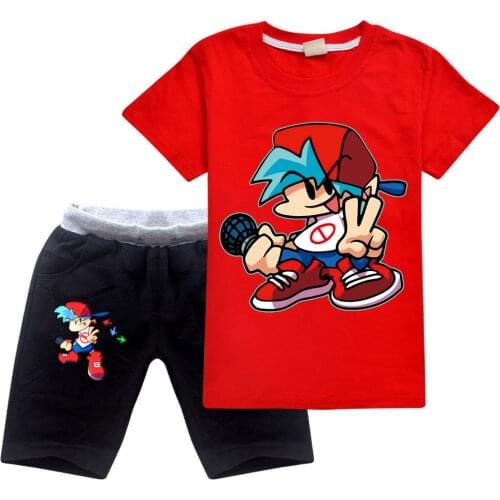 Fashion Boys Suit T-shirts Friday Night Funkin Kids Clothes funny T-shirt Girls Coat Costume Children Summer Set Baby Boy Shorts