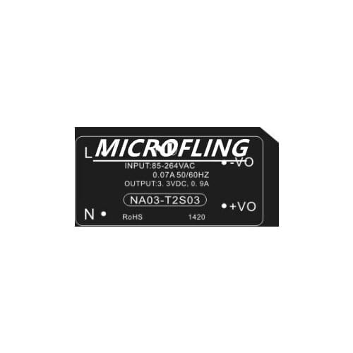 2pcs NA03-T2S03 ac dc 3.3v power module 110v 220v 264v to 3.3v 0.9a small size constant output acdc led power