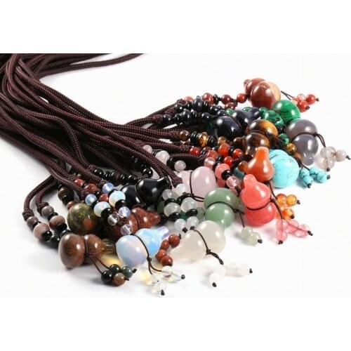 New Design Pendant Necklaces Bohemian Jewelry 16colors Natural Stone Agates Matching Stone Pendant Necklaces for Women 60cm