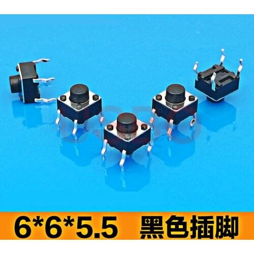 New Vertical 6*6*5.5MM touch switch 4 pin micro button switch Brass legs Tact Switch