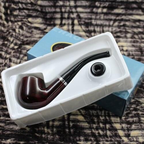 Portable Resin Smoke Pipe Bent Smoking Pipes Tobacco Hookah Holder Filters Grinder Herb Wooden Gift for men Smoking Accessories