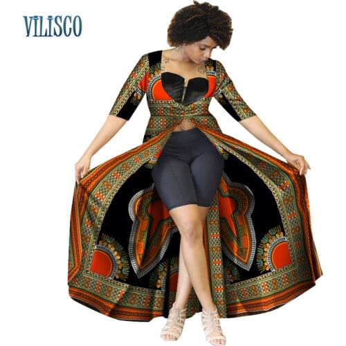 Casual Trench Coat for Women Traditional African Print Long Trench Bazin Riche Traditional African Custom Clothing WY2946
