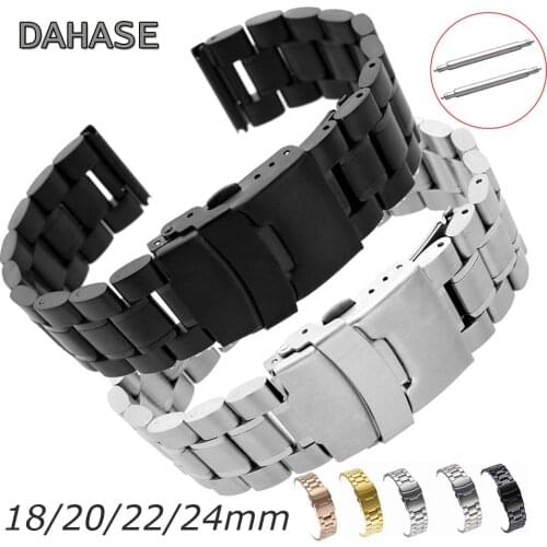 Watch Band 18mm 20mm 22mm 24mm Bracelet 5Rows Stainless Steel Band Replacement Watch Strap Double Lock Buckle Wristband