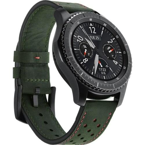 22mm Genuine Leather strap for samsung galaxy watch 46mm S3 Frontier/Classic band huami amazfit huawei 2 classic gt bracelet