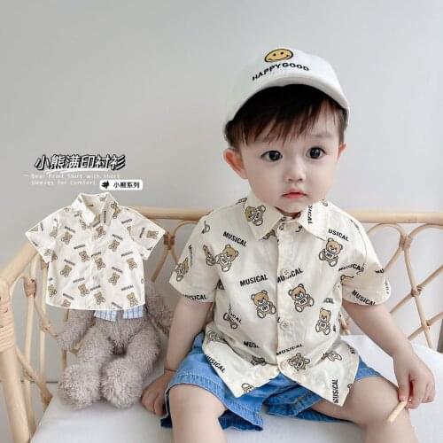Boys' short sleeve shirt summer fashion new childrens cute cartoon shirt childrens summer top boy shirts
