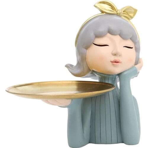 Sculpture Nordic Modern Girl Storage Statue Resin Tray Tabletop Decor Home Decoration Accessories Modern Living Room Cabinet