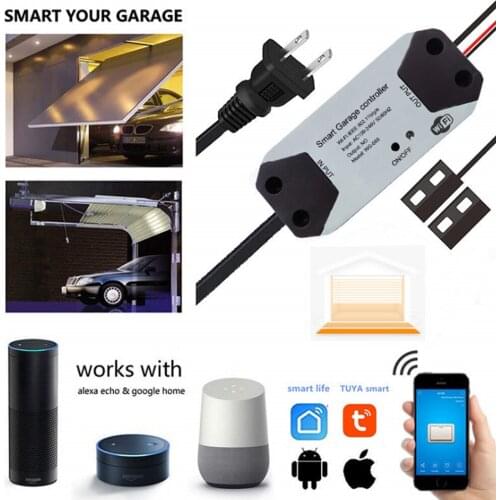 Tuya Smart Life WiFi Garage Door Opener Controller App Remote Control Alert Security Works with Google Home Alexa Automation