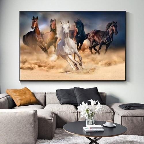 Modern Animals Running Horses Art Canvas Painting Posters and Prints Cuadros Wall Art for Living Room Home Decor (No Frame)