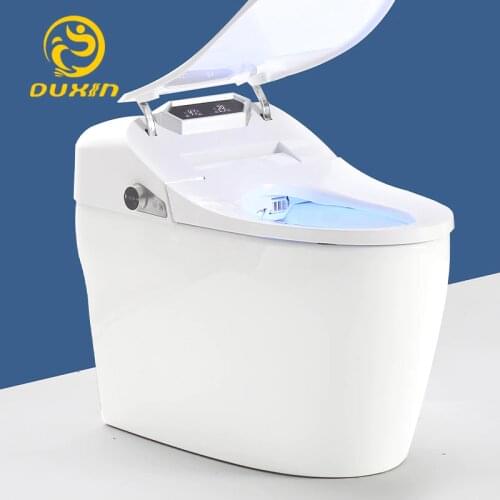 Automatic flushing smart WC siphonic one piece tankless toilet 220V 110v p-trap S-trap Heated seats Wash and dry foot-feel flush