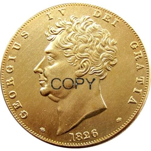 UK 1826 5 Pounds - George IV Gold Plated Copy Coins
