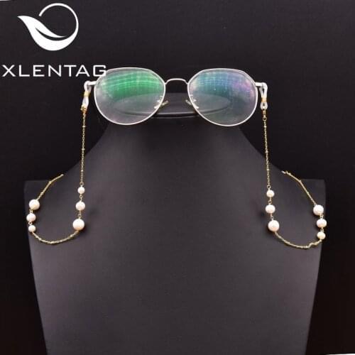 XlenAg Nnatural Pearl Ladies Personality Level Glasses Hanging Hairpin Wedding Supplies Gifts Fashion Jewelry (no glasses) GH003