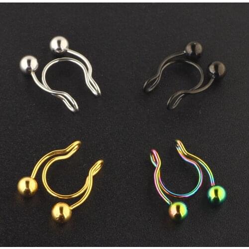 Stainless Steel Body Jewelry No Piercing Nose Ring Hoop 20G for Women Men Girls