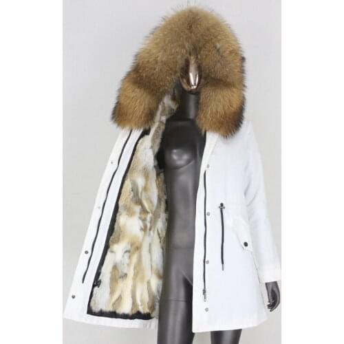 BLUENESSFAIR 2020 Waterproof Winter Jacket Women Parka Real Rabbit Fur Liner Coat Natural Raccoon Fur Collar Warm Streetwear New