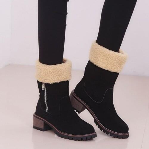 Women Winter Snow Boots Warm Flat Plus Size Platform Zipper Ladies Womens Shoes New Fashion Simplicity All-match Snow Boots