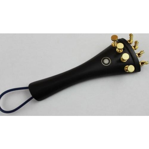 1 set high quality 4/4 Ebony Violin Tailpiece fixed golden fine tuners Tail Gut