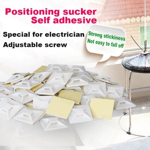 100Pcs White 20*20mm Cable Base Mount 2cmx2cm Self Adhesive Cable Wire Zip Tie Mounts Bases Wall Holder Fixing Seat Clamp