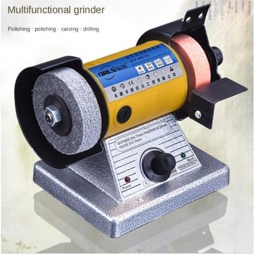 280W Multifunctional Mini Bench Grinder Adjustable speed Sandpaper Jade Wood Carving Polishing Wood Punching Milling