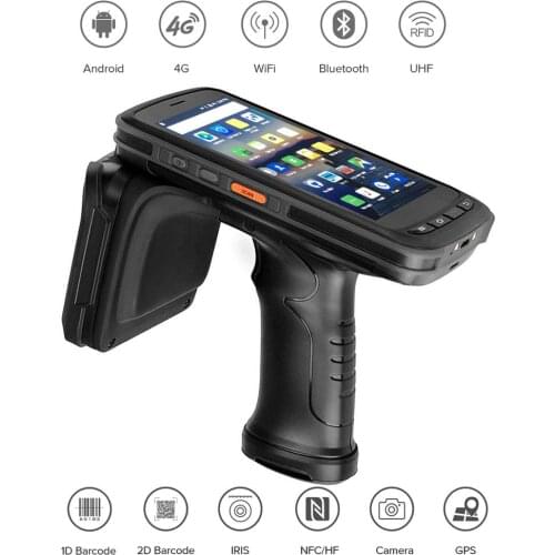 5.2 Inch 2G RAM 16G ROM Memory Handheld UHF RFID Reader Long Range IP65 With 2D Barcode Scanner Android 6 PDF417 Barcode