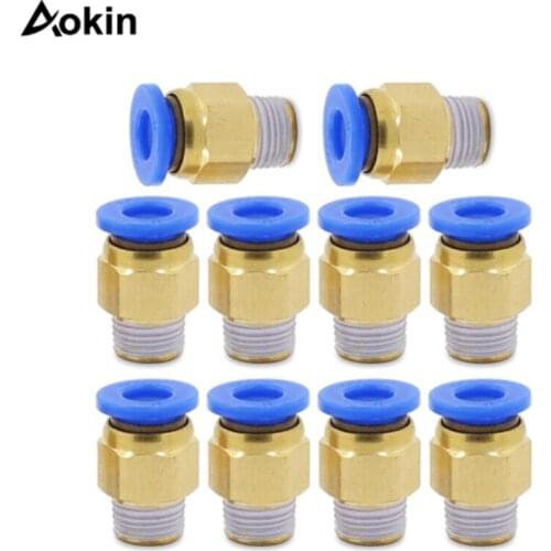 Aokin 10pcs/lot 3D Printer Pneumatic Connectors PC4-01 1.75mm or PC6-01 3.0mm PTFE Tube Quick Coupler J-head Fittings Hotend Fit