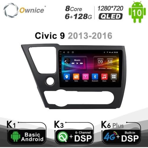 Ownice Car Radio Multimedia PC Android 10 Navigation GPS For Honda Civic 9 restyling 2013-2016 4GLTE DSP SPDIF 6+128G 1280*720