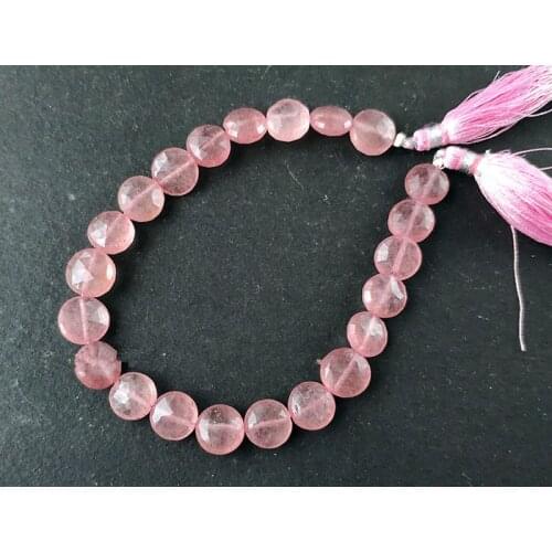 Loose beads red strawberry quartz coin faceted 7-9mm AAA for 20cm DIY jewelry making FPPJ wholesale nature gemstone