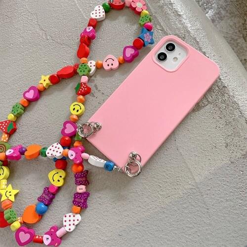INS Crossbody Lanyard Necklace Wooden chain liquid silicone case for iphone 12 Pro Max MiNi 11 Pro Max XR X XS Max 7 8 plus SE