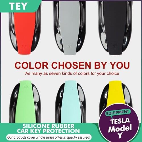 TEY Key Fob Cover for Tesla Remote Keychain Case with Silicone Car Accessories of Car Key Holder Protector for Model Y