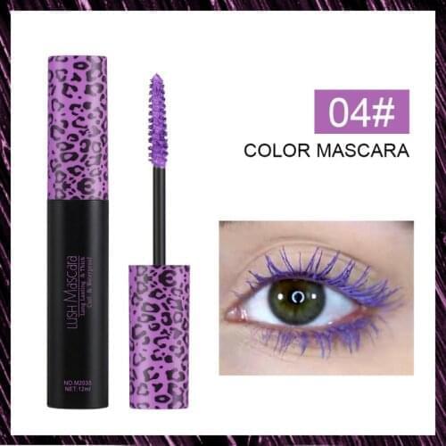 Colorful 4D Mascara Waterproof Anti-Sweat Lasting Thick Curling Silk Fiber Eyelash Extention Blue Yellow Eye Makeup Comestics