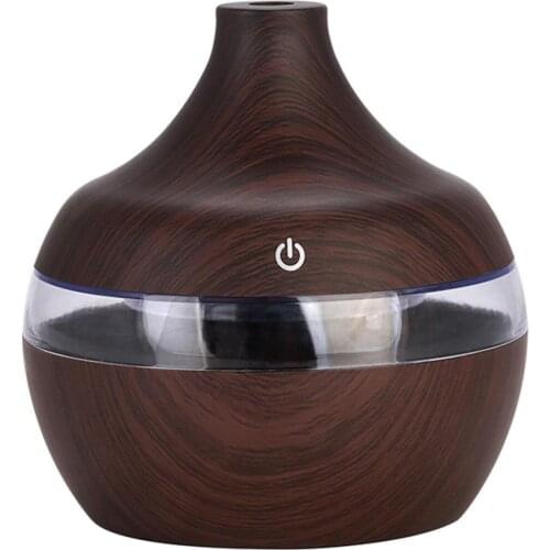 300ml Wood Vase Home Air Humidifier Essential Oil Diffuser Machine & Lights Electric Humidifier Essential Aroma Oil Diffuser