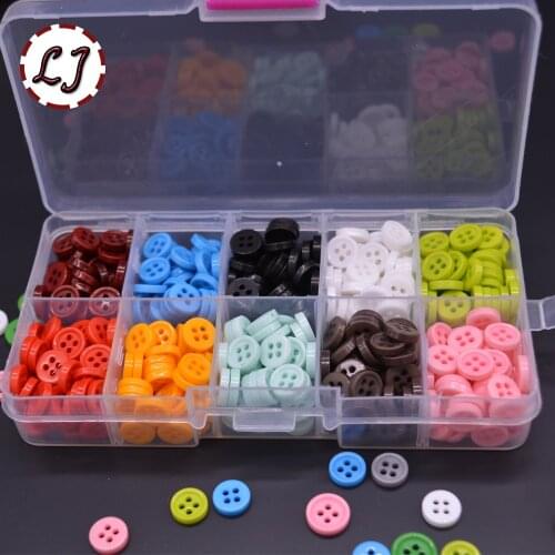 Wholesale 10 color mixed 3 types with the box 9mm candy colors Resin children Sewing Button for child cloth DIY accessories