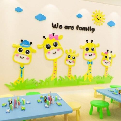 Kindergarten classroom wall decoration children baby room early childhood education center 3d acrylic wall stickers