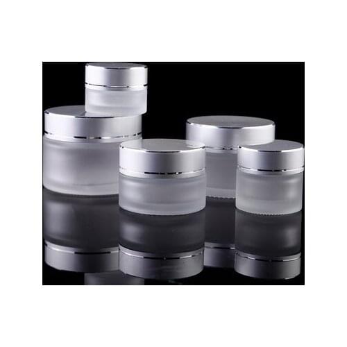 10pcs Frosted Glass Refillable Ointment Bottles Empty Cosmetic Jar Pot Eye Shadow Face Cream Container 5/10/15/20/30/50/100g