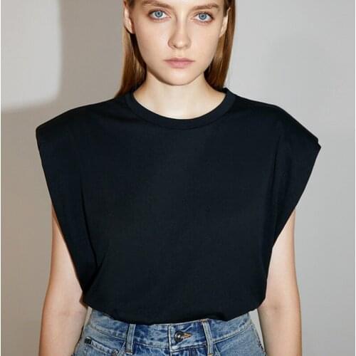 Retro Sleeveless Elegant Lady Basic Cotton Woman Tshirts Solid Summer Plus Size Fashion Clothes 2021 New Sexy Lady Streetwear