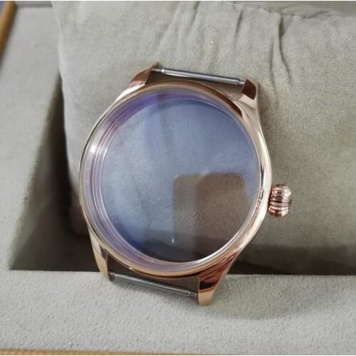 GEERVO No logo rose gold 40mm Little pilot Stainless steel watch case Mineral glass or sapphire crystal Pumpkin shape crown